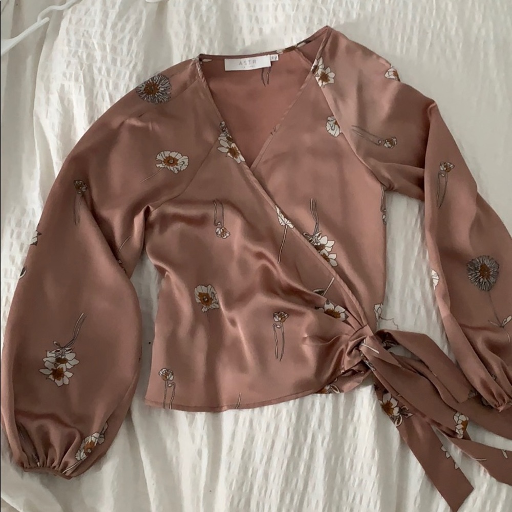 Anthropologie - Astr - Silk wrap around blouse